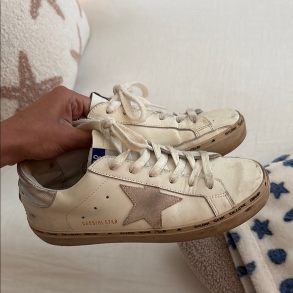 Golden Goose Cream and Tan Star Sneakers Size 7 - Picture 1 of 6